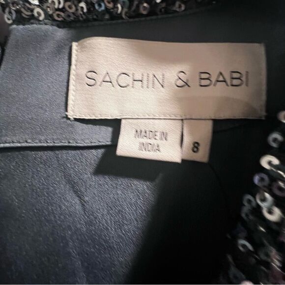 NWT Sachin and Babi Dorthea A-Line Gown Gunmetal with sparkle accent size 8 - Picture 12 of 17